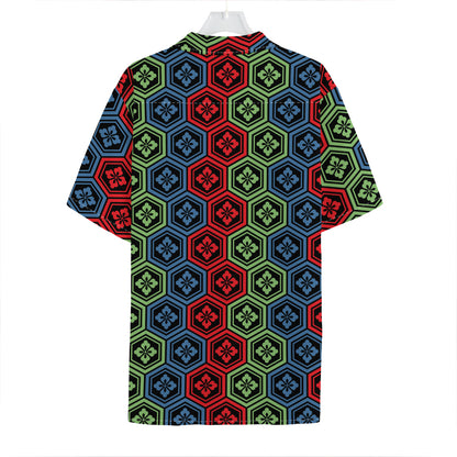 Colorful Japanese Flower Pattern Print Hawaiian Shirt