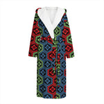 Colorful Japanese Flower Pattern Print Hooded Bathrobe
