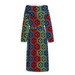 Colorful Japanese Flower Pattern Print Hooded Bathrobe