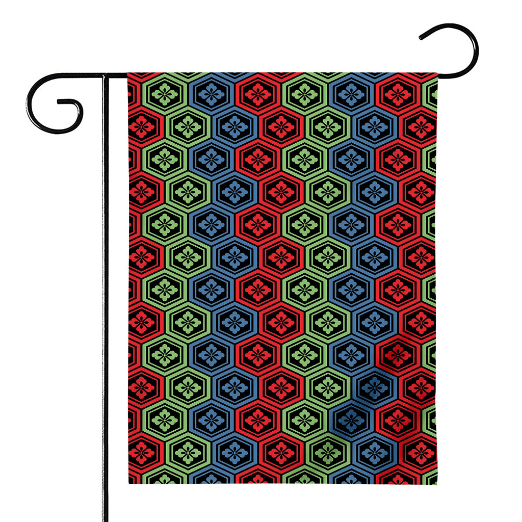 Colorful Japanese Flower Pattern Print House Flag