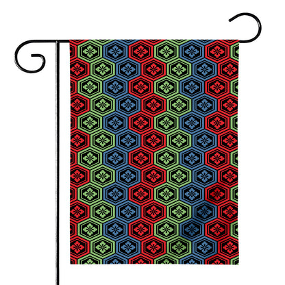 Colorful Japanese Flower Pattern Print House Flag