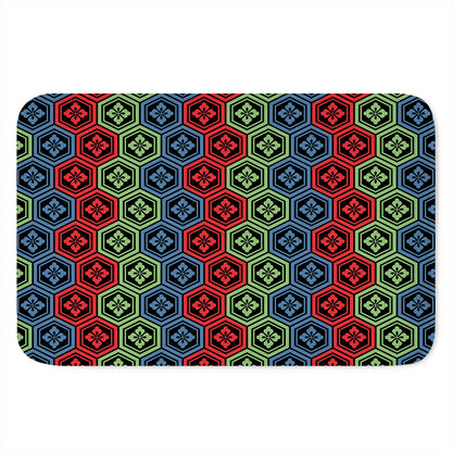 Colorful Japanese Flower Pattern Print Indoor Door Mat