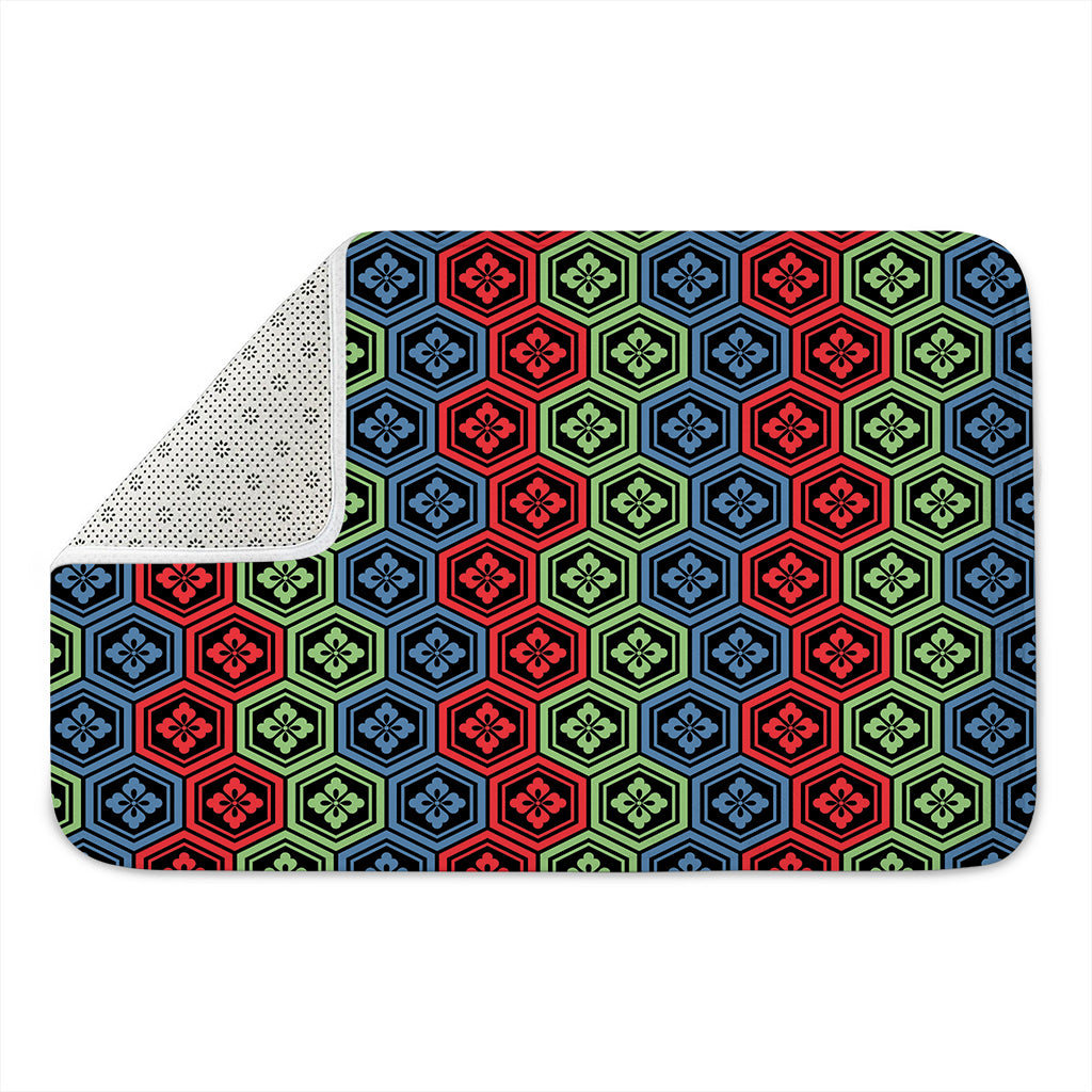 Colorful Japanese Flower Pattern Print Indoor Door Mat