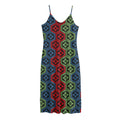 Colorful Japanese Flower Pattern Print Jersey Midi Cami Dress
