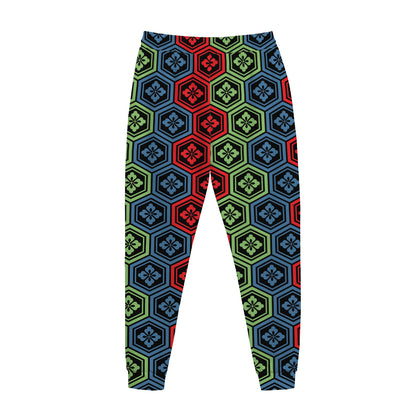 Colorful Japanese Flower Pattern Print Jogger Pants