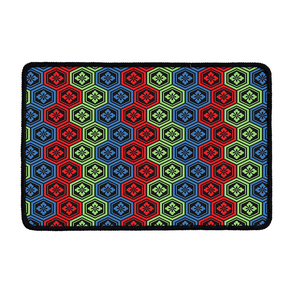 Colorful Japanese Flower Pattern Print Kitchen Mat