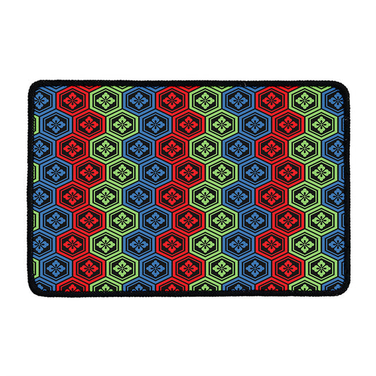 Colorful Japanese Flower Pattern Print Kitchen Mat