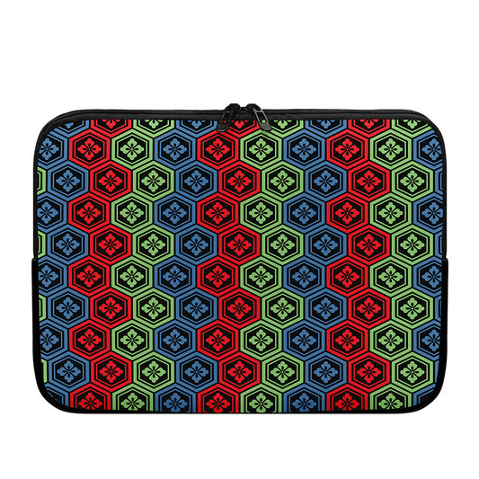 Colorful Japanese Flower Pattern Print Laptop Sleeve