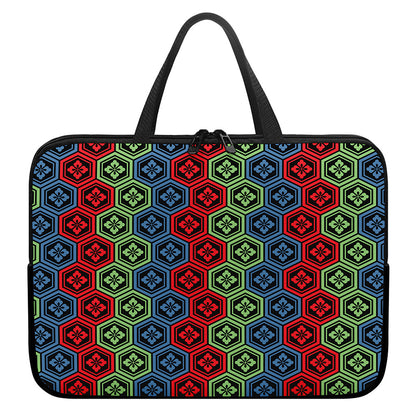 Colorful Japanese Flower Pattern Print Laptop Sleeve With Handle