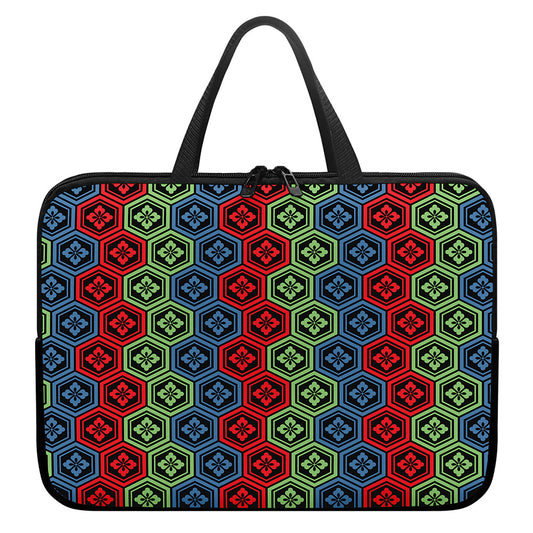 Colorful Japanese Flower Pattern Print Laptop Sleeve With Handle