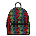 Colorful Japanese Flower Pattern Print Leather Backpack