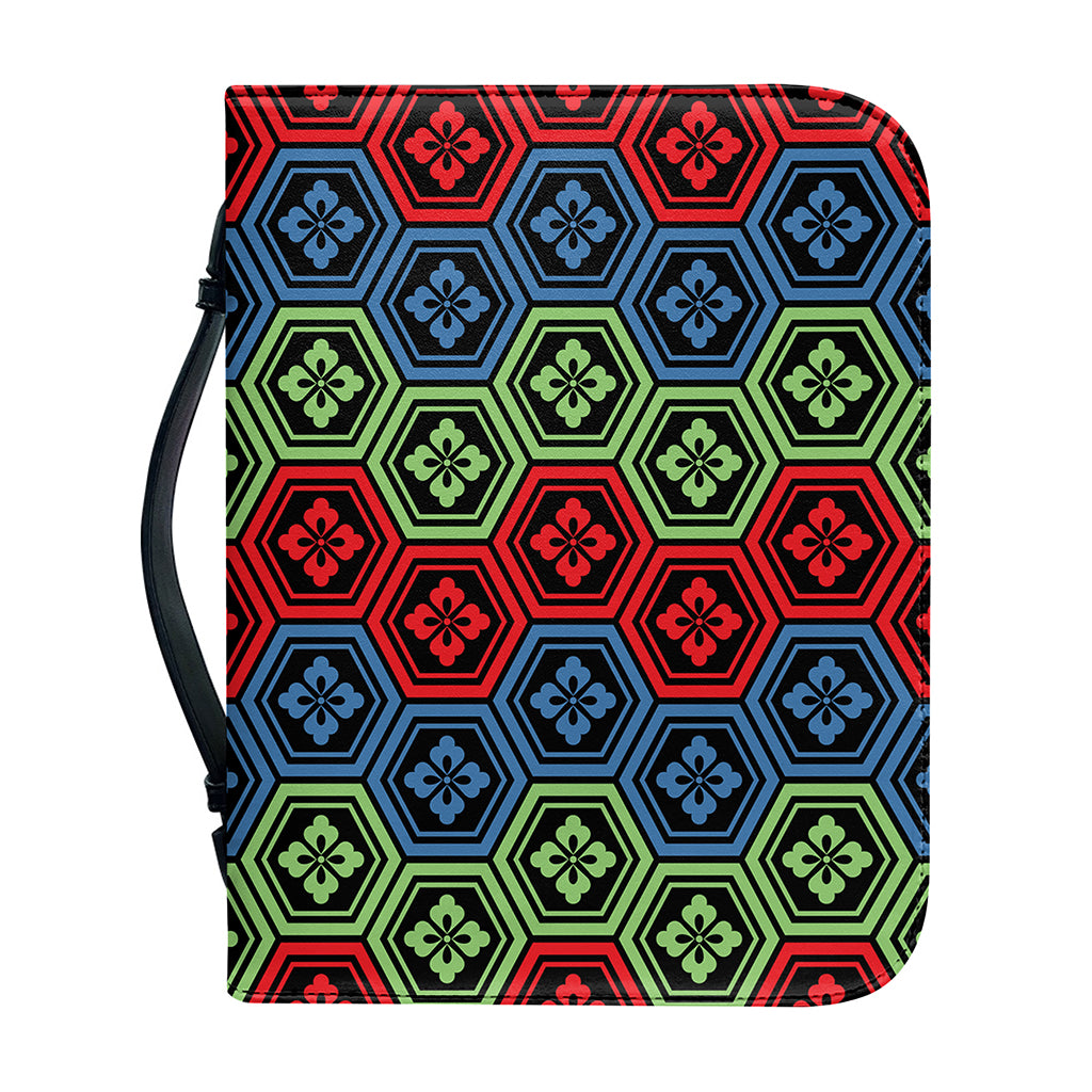 Colorful Japanese Flower Pattern Print Leather Bible Cover