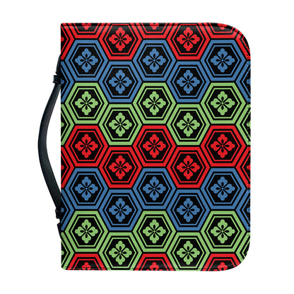 Colorful Japanese Flower Pattern Print Leather Bible Cover