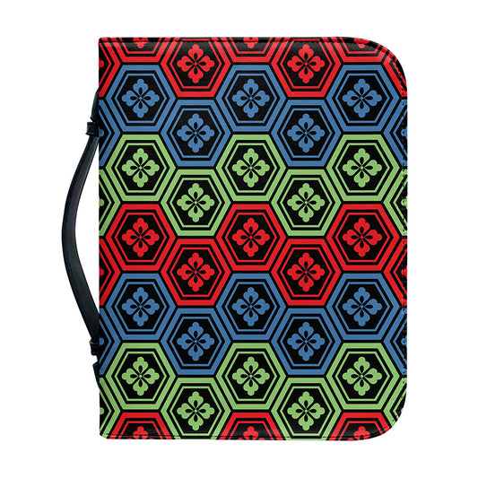Colorful Japanese Flower Pattern Print Leather Bible Cover