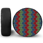 Colorful Japanese Flower Pattern Print Leather Spare Tire Cover