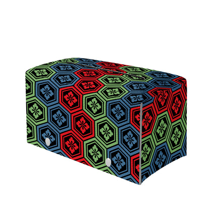 Colorful Japanese Flower Pattern Print Leather Tissue Box Cover
