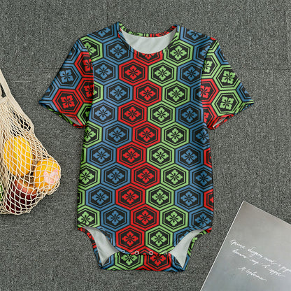 Colorful Japanese Flower Pattern Print Men's Bodysuit