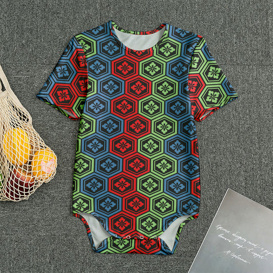 Colorful Japanese Flower Pattern Print Men's Bodysuit
