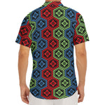 Colorful Japanese Flower Pattern Print Men's Deep V-Neck Shirt