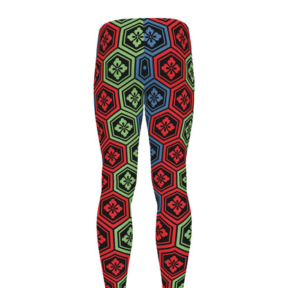 Colorful Japanese Flower Pattern Print Men's leggings