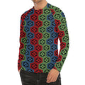 Colorful Japanese Flower Pattern Print Men's Long Sleeve Rash Guard