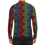 Colorful Japanese Flower Pattern Print Men's Long Sleeve Rash Guard