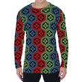 Colorful Japanese Flower Pattern Print Men's Long Sleeve T-Shirt