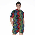 Colorful Japanese Flower Pattern Print Men's Romper