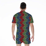 Colorful Japanese Flower Pattern Print Men's Rompers