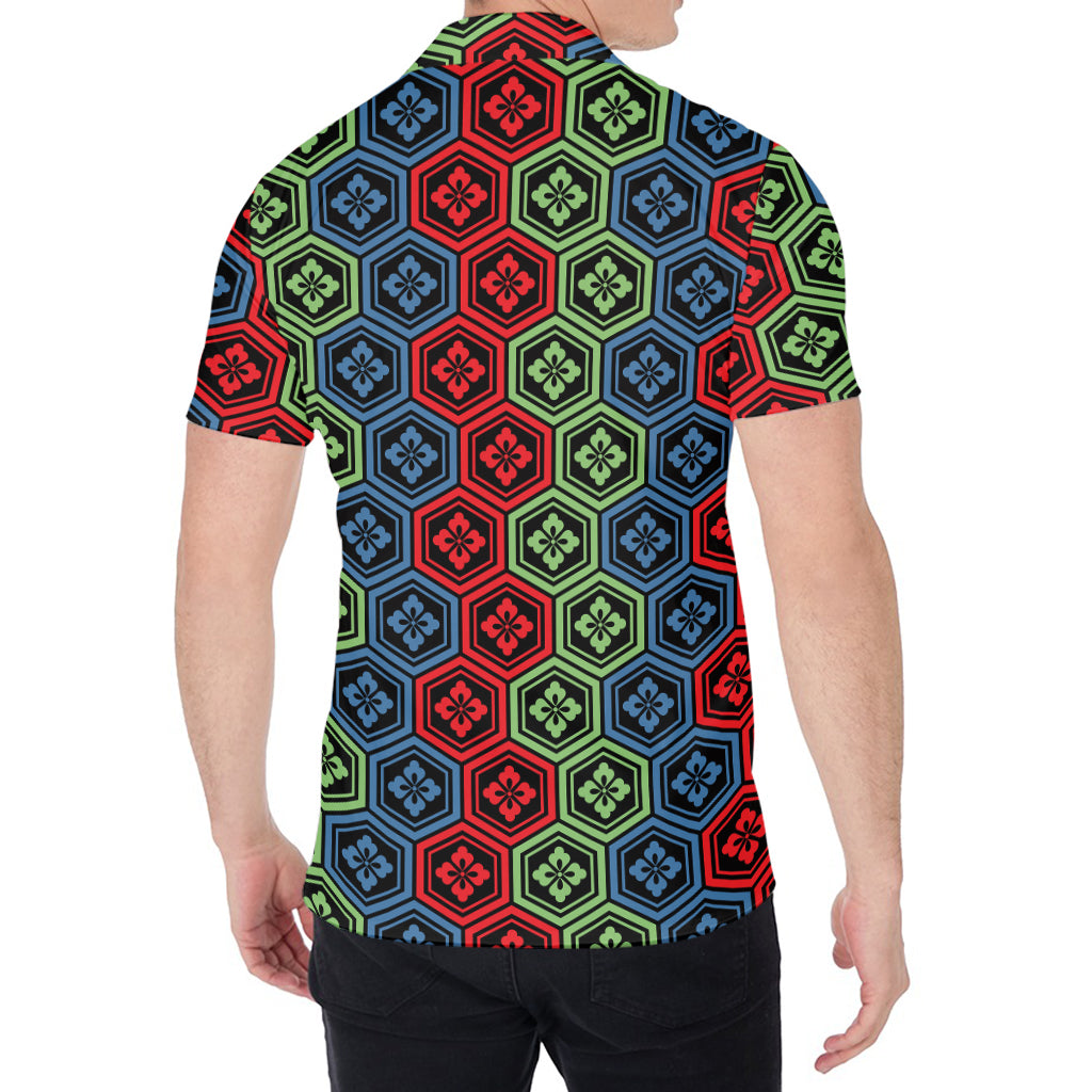 Colorful Japanese Flower Pattern Print Men's Shirt