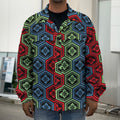 Colorful Japanese Flower Pattern Print Men's Shirt Jacket