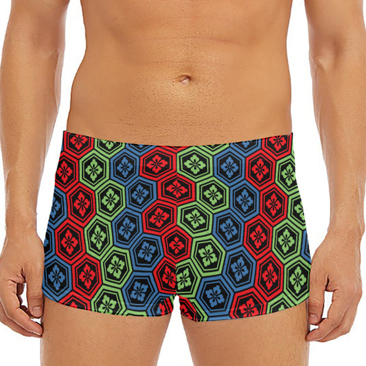 Colorful Japanese Flower Pattern Print Men's Short Boxer Briefs