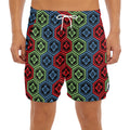 Colorful Japanese Flower Pattern Print Men's Split Running Shorts