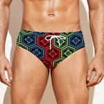 Colorful Japanese Flower Pattern Print Men's Swim Briefs
