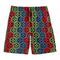 Colorful Japanese Flower Pattern Print Men's Swim Trunks