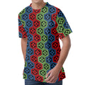 Colorful Japanese Flower Pattern Print Men's Velvet T-Shirt
