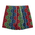 Colorful Japanese Flower Pattern Print Mesh Shorts