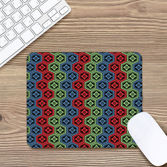 Colorful Japanese Flower Pattern Print Mouse Pad