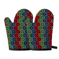 Colorful Japanese Flower Pattern Print Oven Mitts