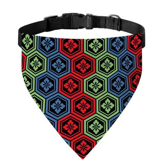 Colorful Japanese Flower Pattern Print Over The Collar Dog Bandana