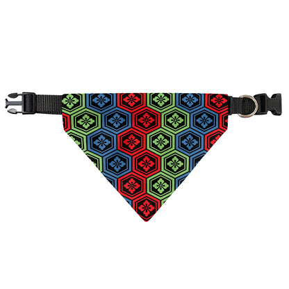 Colorful Japanese Flower Pattern Print Over The Collar Dog Bandana