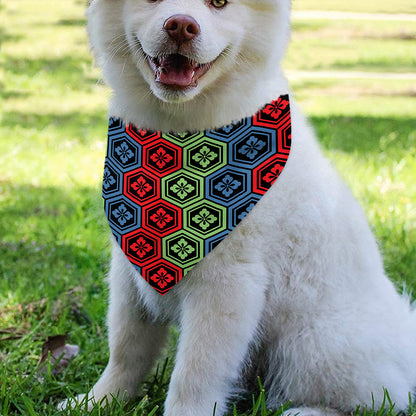 Colorful Japanese Flower Pattern Print Over The Collar Dog Bandana