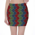 Colorful Japanese Flower Pattern Print Pencil Mini Skirt