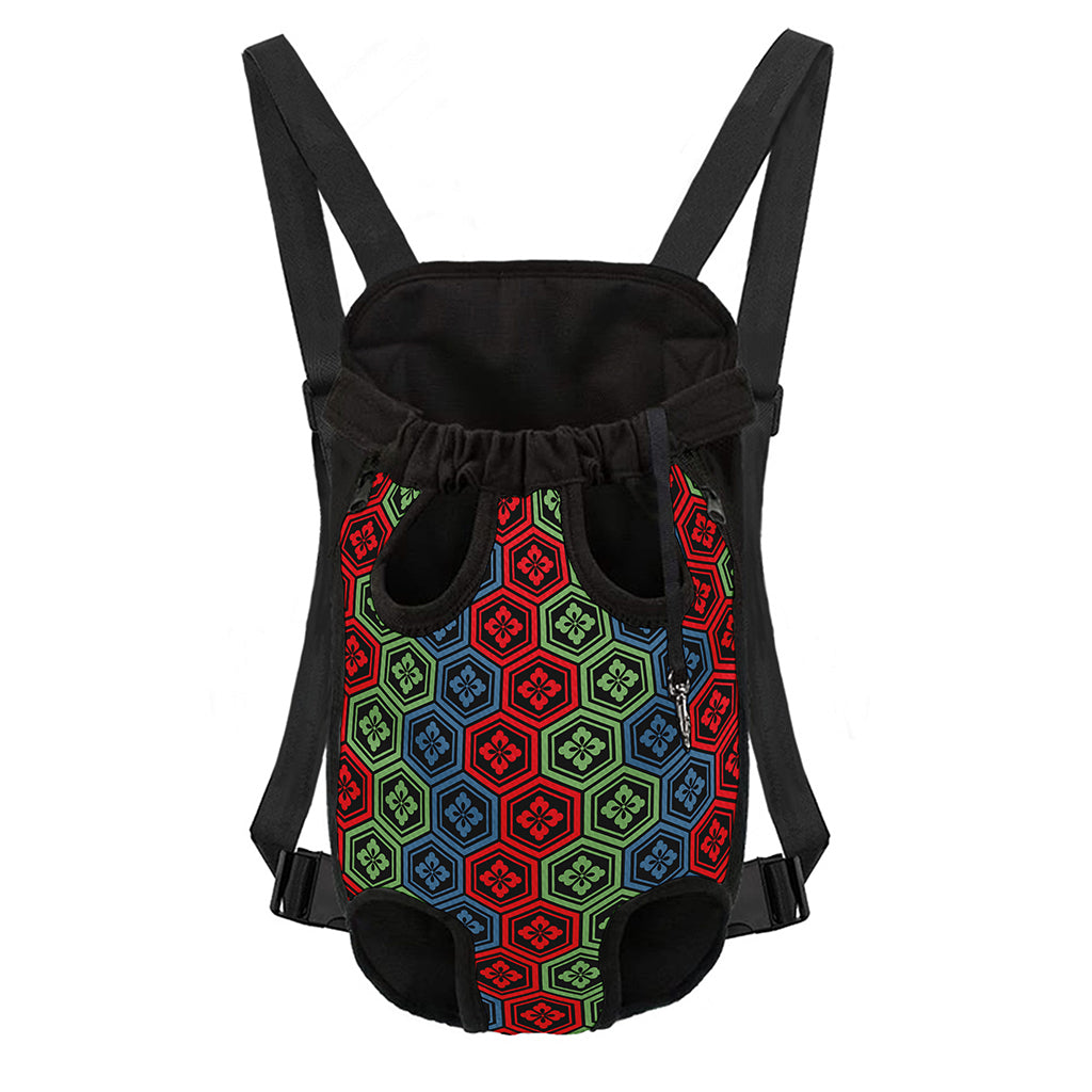 Colorful Japanese Flower Pattern Print Pet Carrier Backpack