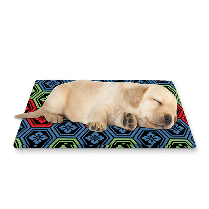 Colorful Japanese Flower Pattern Print Pet Cooling Mat Cover