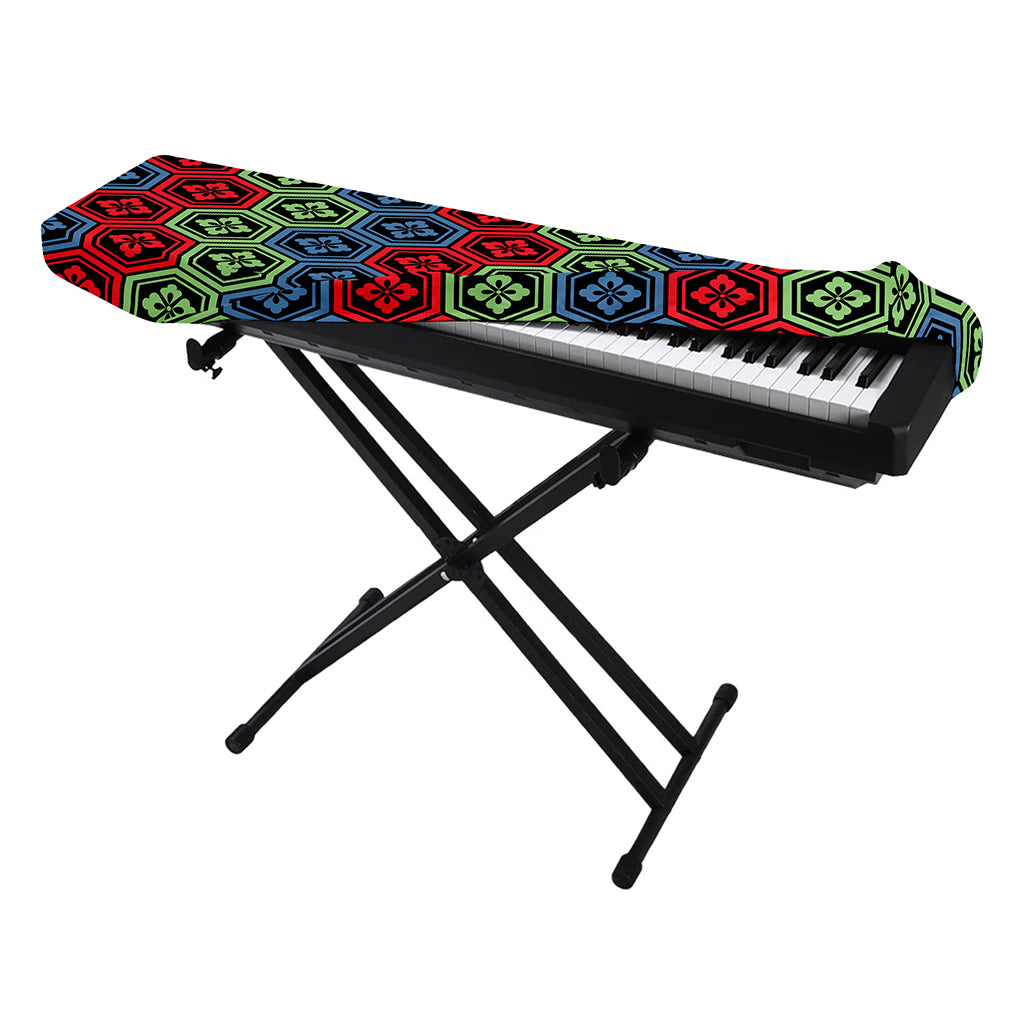 Colorful Japanese Flower Pattern Print Piano Keyboard Cover