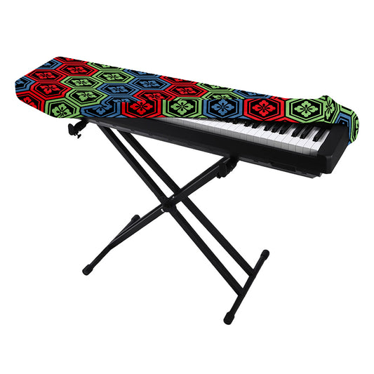 Colorful Japanese Flower Pattern Print Piano Keyboard Cover