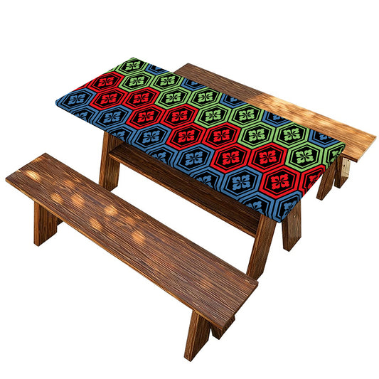 Colorful Japanese Flower Pattern Print Picnic Table Cover
