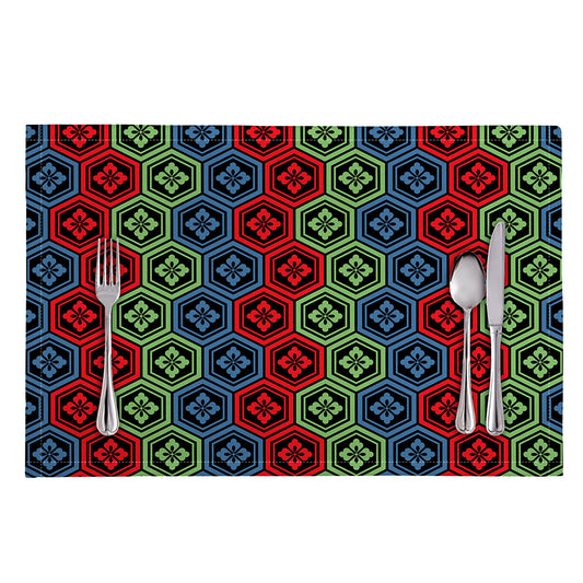 Colorful Japanese Flower Pattern Print Placemat