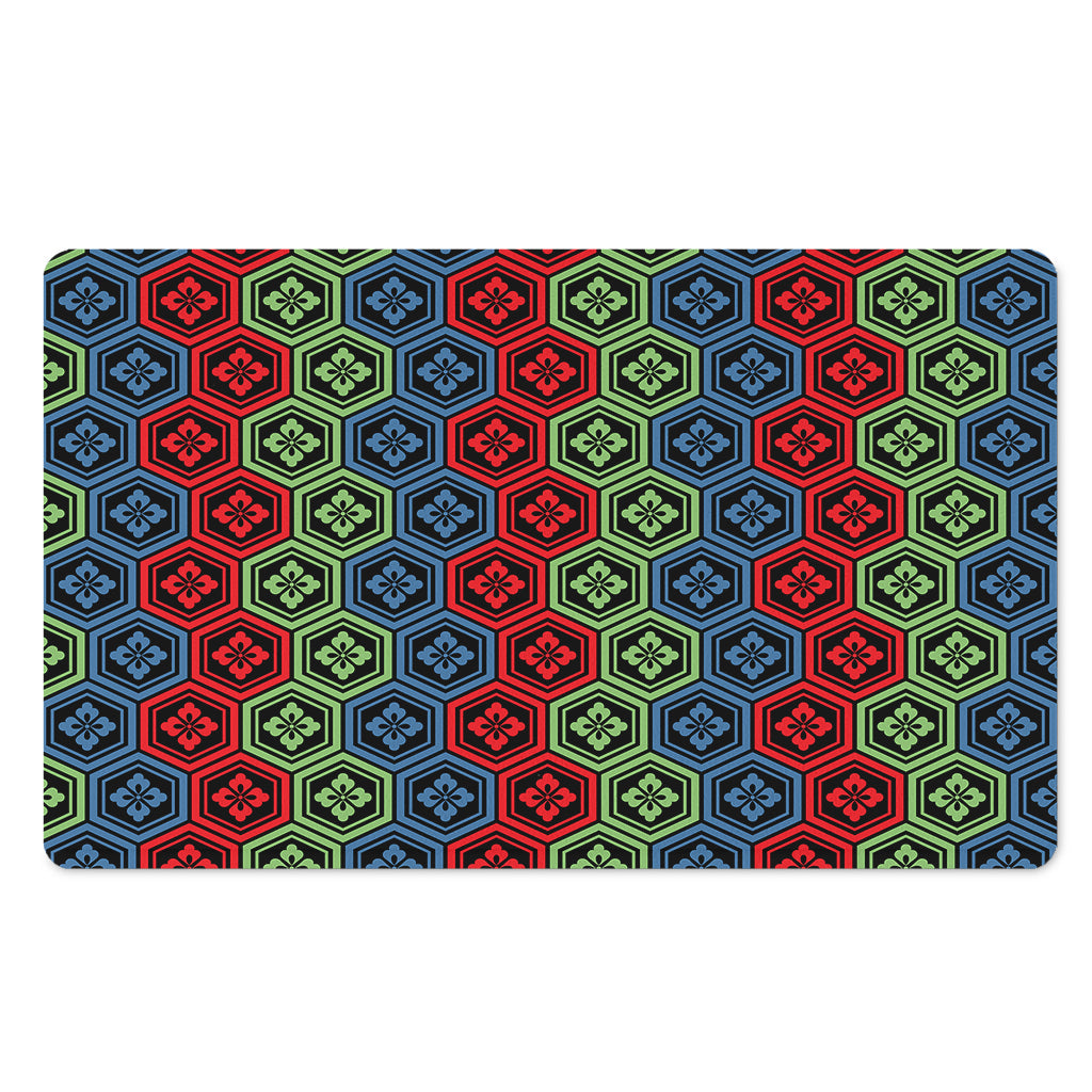 Colorful Japanese Flower Pattern Print Polyester Doormat
